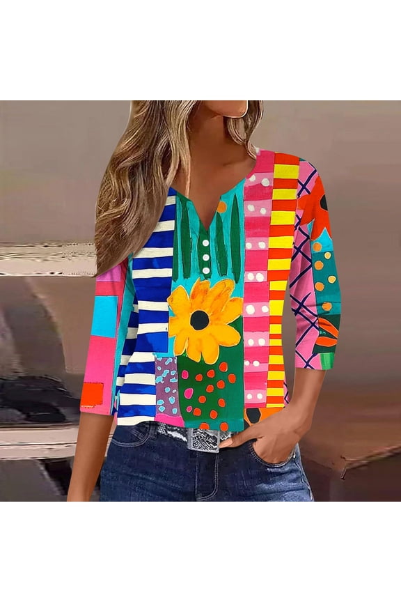 Womens T Shirts orders 3/4 Length Sleeve Womens Tops Womens Tops T Shirts Oversized Cropped Graphic T Shirts My Items ordered