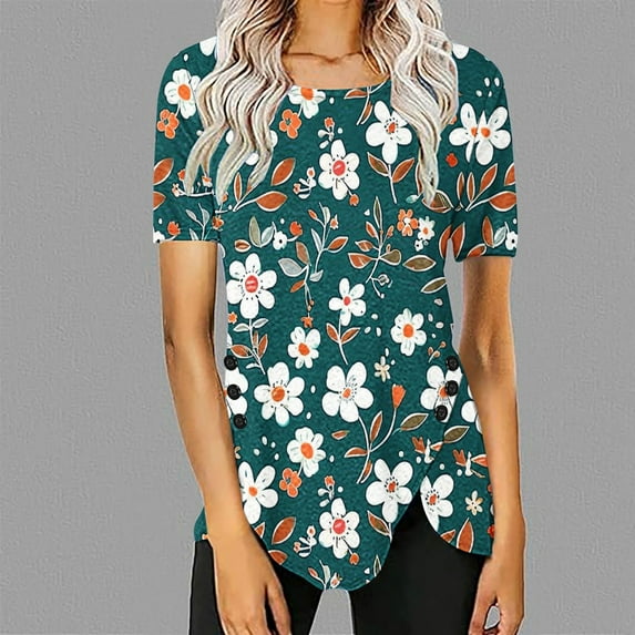 LiMoi Womens Shirts Short Sleeve Button down T Shirts Printed Tops for Women Plus Size Tops for Women 5x My Orders