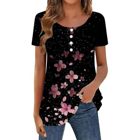 LiMoi Womens Shirts Short Sleeve Cotton T Shirts Tight Printed Tops for Women Summer Plus Size T Shirts Get it Fast