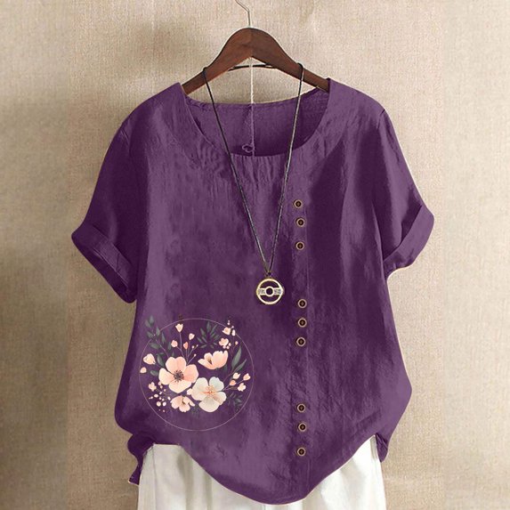 LiMoi Womens Shirts Short Sleeve Dressy Tshirts Shirts Bulk Print T Shirts Womens Tops Plus Size T Shirts My List
