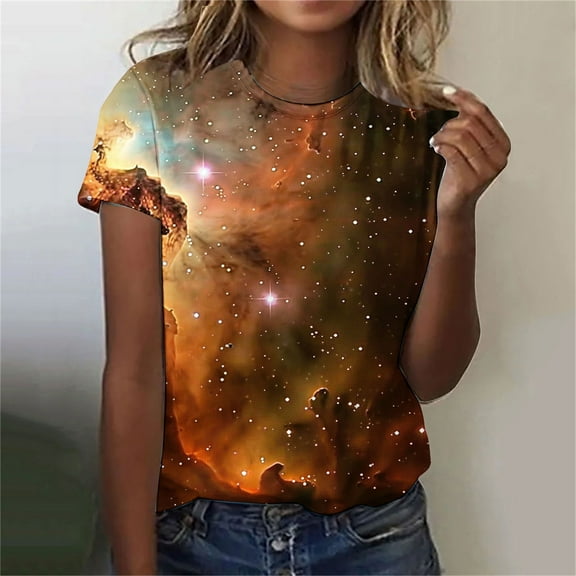 LiMoi Womens Short Sleeve Shirts Cute Workout Crop T Shirts for Women Loose Fit Print Tops for Women Y2k Plus Size Blouses Summer My Order