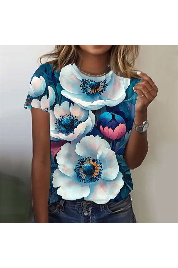 Womens Short Sleeve Shirts Striped Tshirts Shirts for Women Cotton Bulk Floral Blouses for Women Plus Size T Shirts for Women 3x Get it Fast