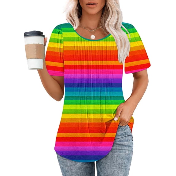 LiMoi Womens Short Sleeve T Shirts Crew Neck Womens Tops Casual 3/4 Sleeve Color Block Crewneck T Shirt Plus Size Tops New & Trending