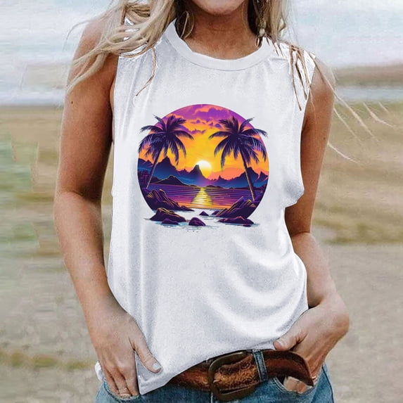 LiMoi Womens Sleeveless Tops Tshirts Shirts for Women Pack Printed Tshirts for Women Plus Size Oversized Tops for Women Spring