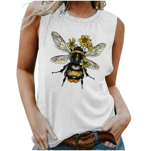 LiMoi Womens Sleeveless Tops Womens T Shirts Vneck Printed Tshirts Shirts Tops for Women Summer Work