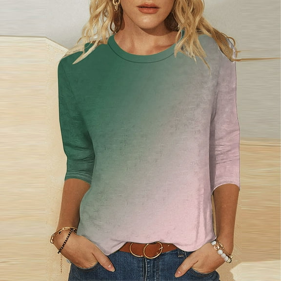 LiMoi Womens Summer Shirts Oversized 3 Quarter Length Sleeve Plus Size Tunic Tops for Women Womens Tops Plus Size Cheap orderTie Dye Tshirt for Women New Arrivals