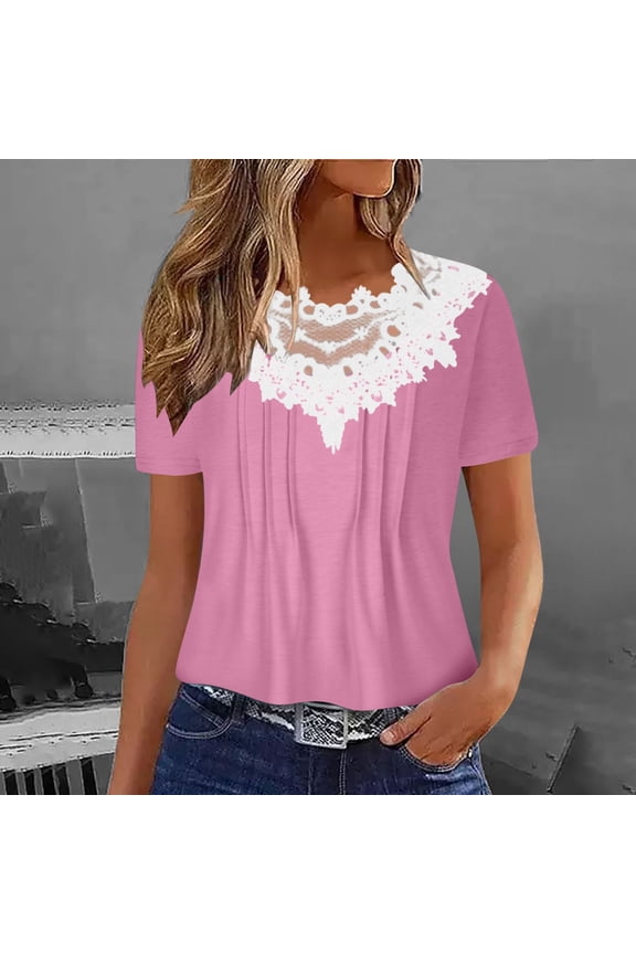 Womens Summer Shirts and Tops Women's Short Sleeve T Shirts Graphic Womens T Shirts Solid Color T Shirts Blouses for Women New & Trending