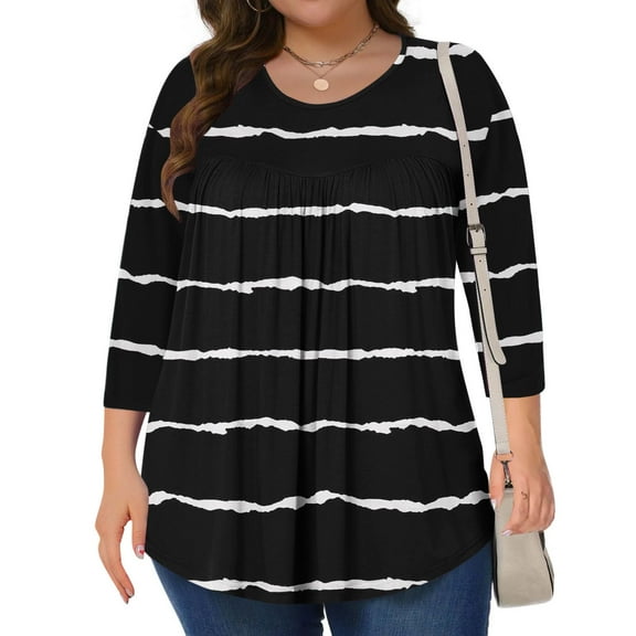 LiMoi Womens Summer T Shirts Graphic Women's 3/4 Sleeve Tops Plus Oversized Tee Shirts for Women Striped Shirt my reorder list