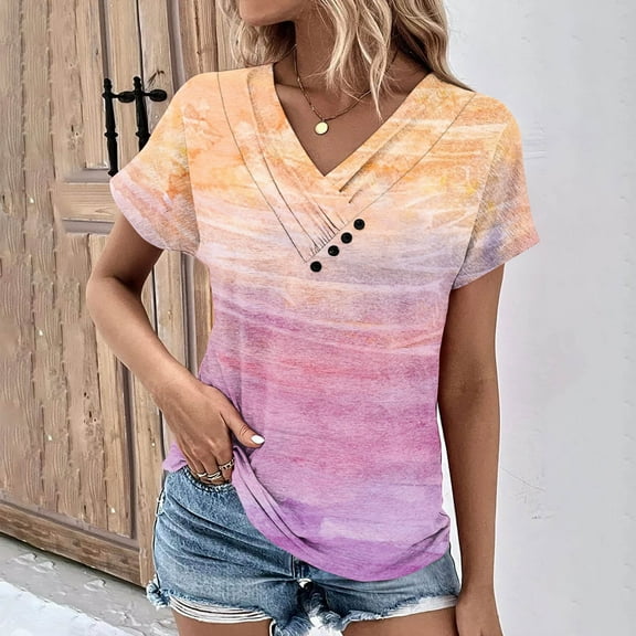 LiMoi Womens Summer Tops Casual Dressy Short Sleeve Womens Tops Casual Shirts for Women Vintage Womens Tie Dye Clothes Plus Size Tops Reorders