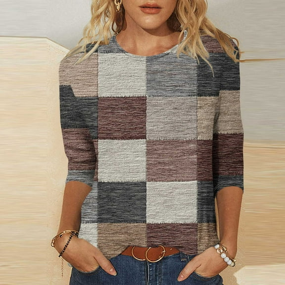 LiMoi Womens Summer Tops Trendy Boho 3/4 Sleeve T Shirts Plus Size Shirts Plus Size Black and White Color Block Shirt My Order