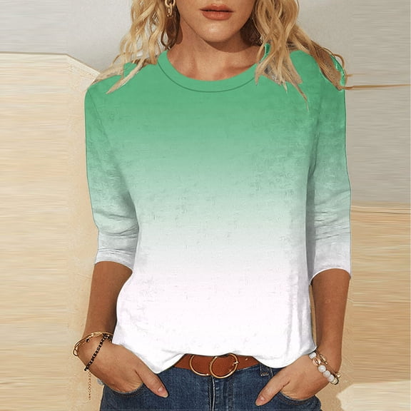 LiMoi Womens Summer Tops Women's Tops 3/4 Sleeve Spring Plus Size Shirts Tie Dye Tops