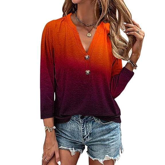 LiMoi Womens T Shirts Casual Cotton Women's T Shirts Loose Fit 3/4 Sleeves Plus Size T Shirts for Women Womens Tie Dye Tops New Arrivals