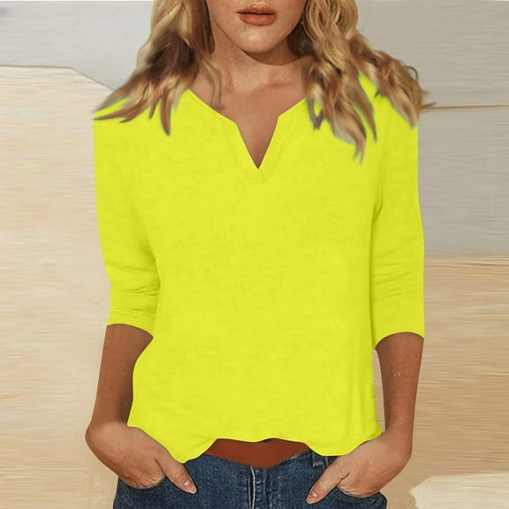 LiMoi Womens T Shirts Casual Cotton Womens Tops 3/4 Length Sleeves Loose Fit Tshirts Shirts for Women Plus Size Bulk Solid Color Tops for Women Trendy my items ordered