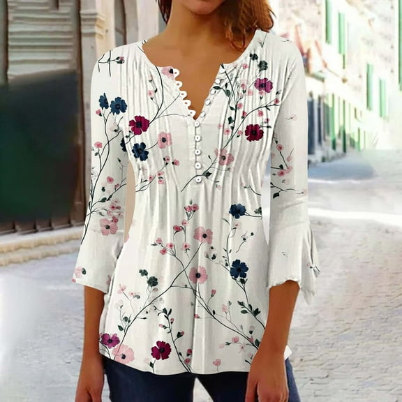 LiMoi Womens Tops Casual Cute 3/4 Sleeve Womens Tops T Shirts for Women Plus Size Loose Fit Womens T Shirts Graphic Vintage reorders