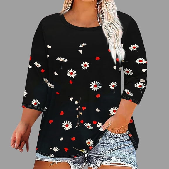 LiMoi Womens Tops Casual Trendy 3/4 Sleeve Shirts Blouses Casual Tshirts Shirts for Women Graphic T-Shirts Fashion my order