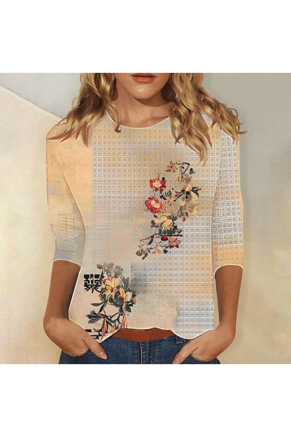 Womens Tops Dressy Blouses Womens 3/4 Sleeve T Shirts Oversized Tee Shirts for Women Plus Size Women Graphic Cute T Shirts Funny Tees My Order