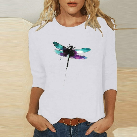 LiMoi Womens Tops Dressy Womens T Shirts 3/4 Sleeve Plus Size Tops for Women Dressy Summer Print T Shirts My Reorder List