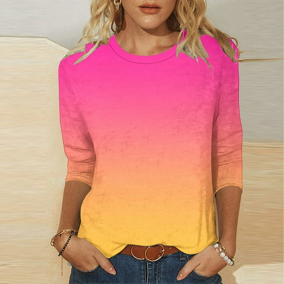 LiMoi Womens Tops Long Sleeve Womens 3/4 Sleeve Shirts Cotton Plus Size Tops for Women Cheap orderWomens Tie Dye Blouse my reorder list