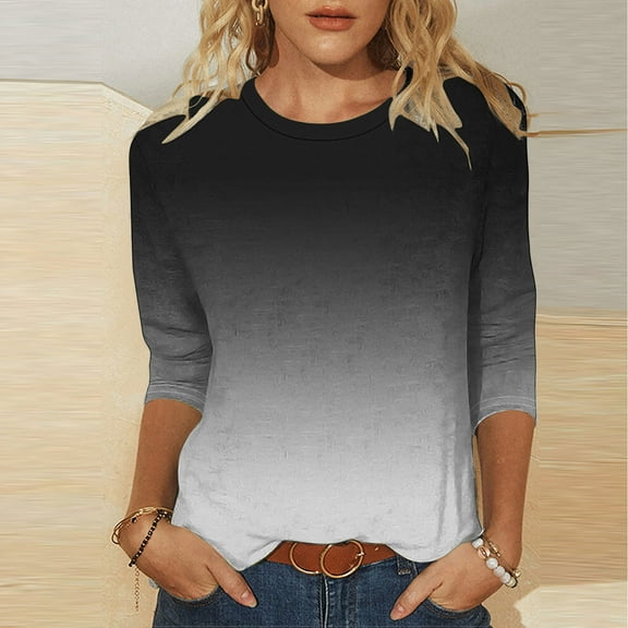 LiMoi Womens Tops Long Sleeve Womens 3/4 Sleeve T Shirts T Shirts for Women Plus Size Womens Tie Dye Shirts Black My Items