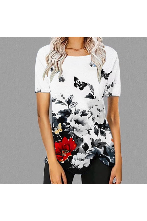 Womens Tops Short Sleeve Casual T Shirts Cotton for Women Oversized Tshirts for Women Graphic Plus Size Blouses for Women My Order