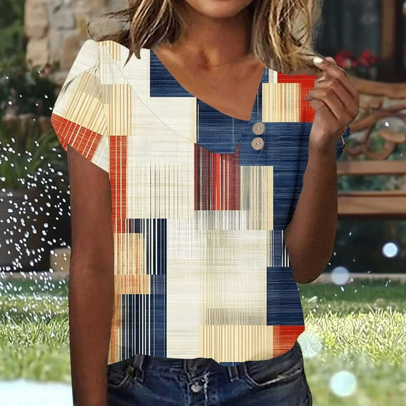 LiMoi Womens Tops Short Sleeve Casual Womens T Shirts Casual 3/4 Sleeve Womens Printed T Shirts Oversized Tops for Women Trendy My Items