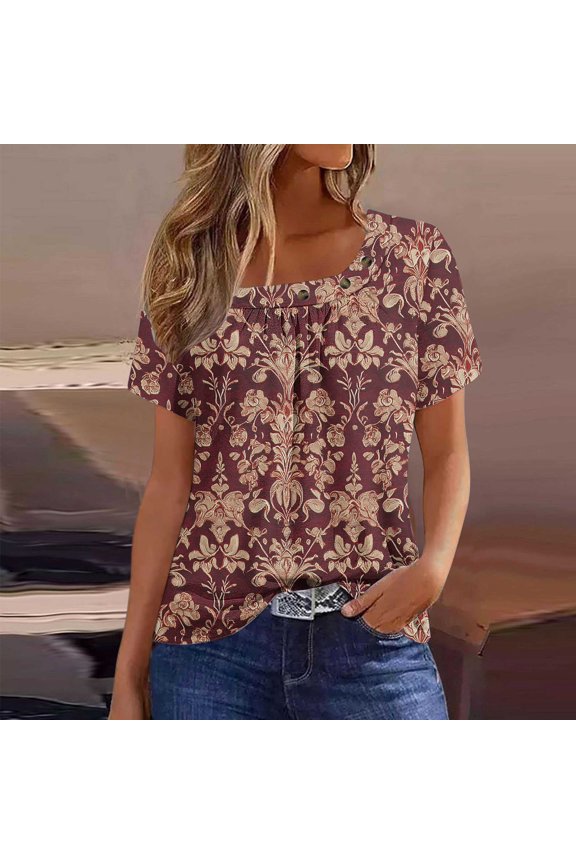 Womens Tops Short Sleeve Dressy T Shirts Cotton for Women Printed Shirts for Women Graphic Oversized Tshirts for Women Reorders