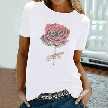 LiMoi Womens Tops Short Sleeve Floral T Shirts Oversized Tshirts for Women Plus Size Graphic Oversized Tshirts for Women Summer My Items