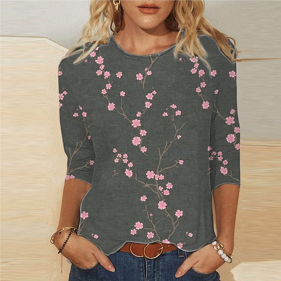 LiMoi Womens Tops Trendy Plus Size 3/4 Sleeve T Shirts for Women Plus Size Blouses Print Tops for Women Summer My Order