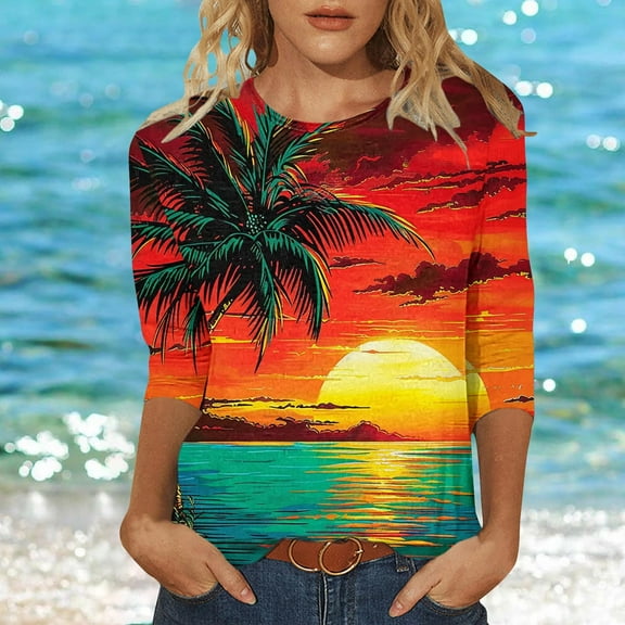 LiMoi Womens Tops for Work Womens 3/4 Sleeve Tops Plus Size Shirts Cute Graphic T-Shirts for Women My Items