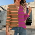 thumbnail image 1 of LiMoi Work Tops for Women Business Casual Summer 3/4 Length Sleeve Tops for Women Oversized Tops Striped Shirts Get it Fast, 1 of 6