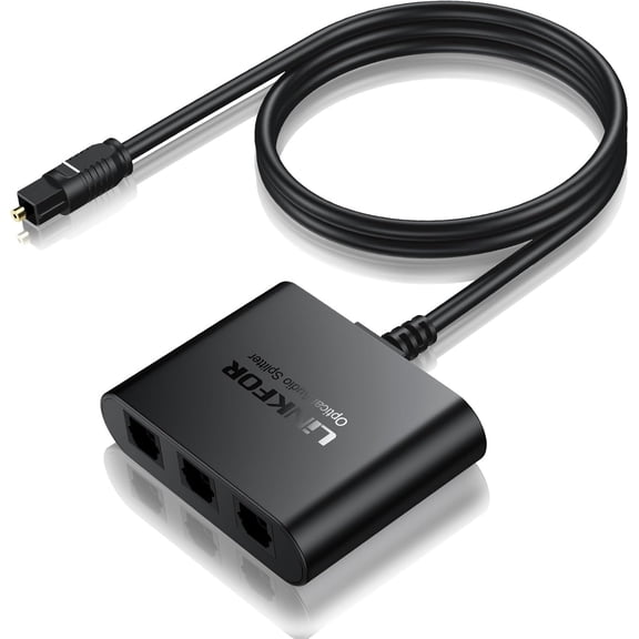 LiNKFOR 1x3 SPDIF Toslink Splitter - Digital Optical Audio Splitter with Cable (Supports Dolby-AC3/DTS/LPCM 2.0) for PS5/Xbox/Soundbar