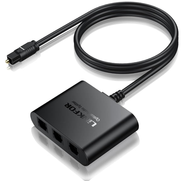 LiNKFOR Toslink Optical Splitter 1x3, SPDIF 1-In 3-Out Digital Audio Converter for HDTV PS3 DVD STB