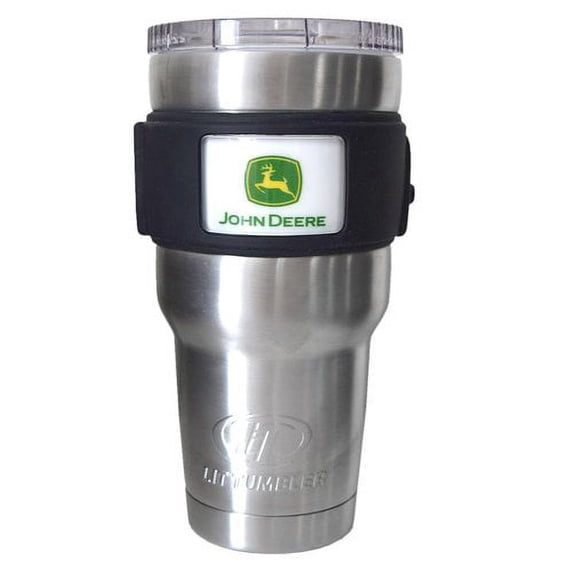 John Deere LiT Stainless Steel Agricultural Logo Travel Tumbler 30oz Water Bottle, Medium, Silver