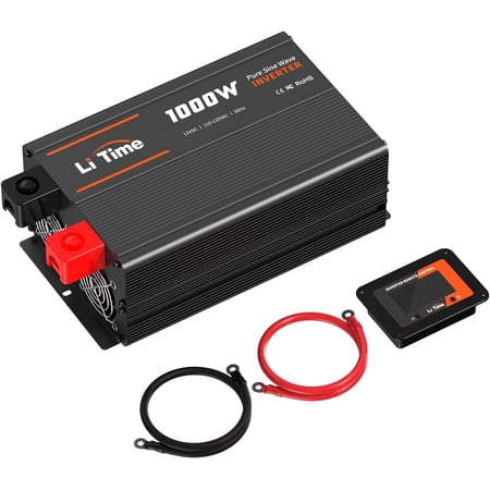 LiTime 1000W Pure Sine Wave Inverter 12V DC to 120V AC Converter for RV, Truck, Off-Grid Solar Car Power Inverter with 3 AC Outlets, 5V 2.4A USB, Type-C Port, Remote Controller, 2000W Peak