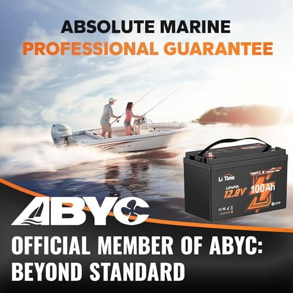 LiTime 12V 100Ah Bluetooth Plus Low-Temp Protection LiFePO4 Battery,5P5S Buit in 100A BMS, Group 31 Deep Cycle Lithium Iron Phosphate Battery Perfect for Trolling Motors,Yacht, Marine, Boat, RV,Home