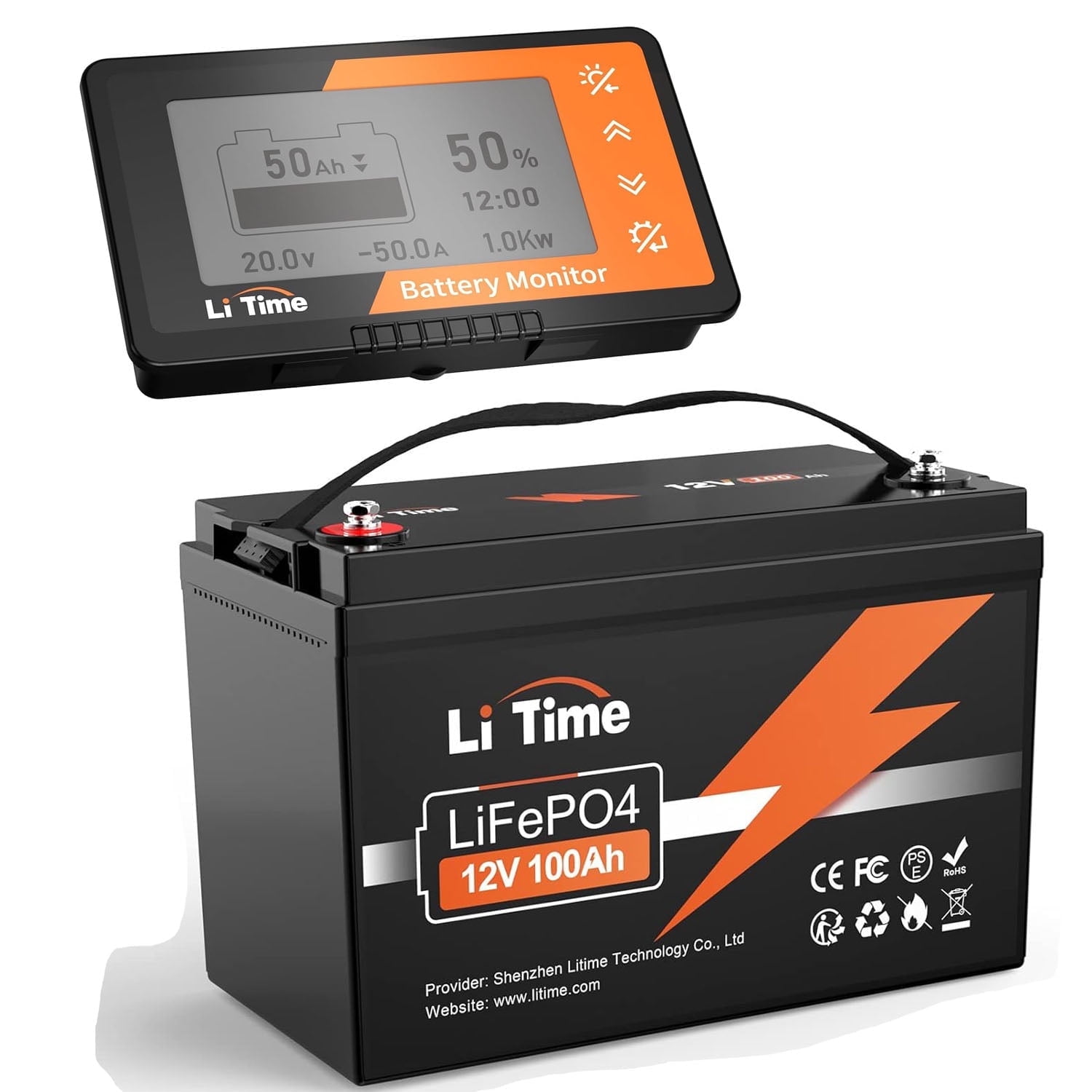 LiTime 12V 100Ah LiFePO4 Battery 1280Wh 4000-15000 Cycles Group 31