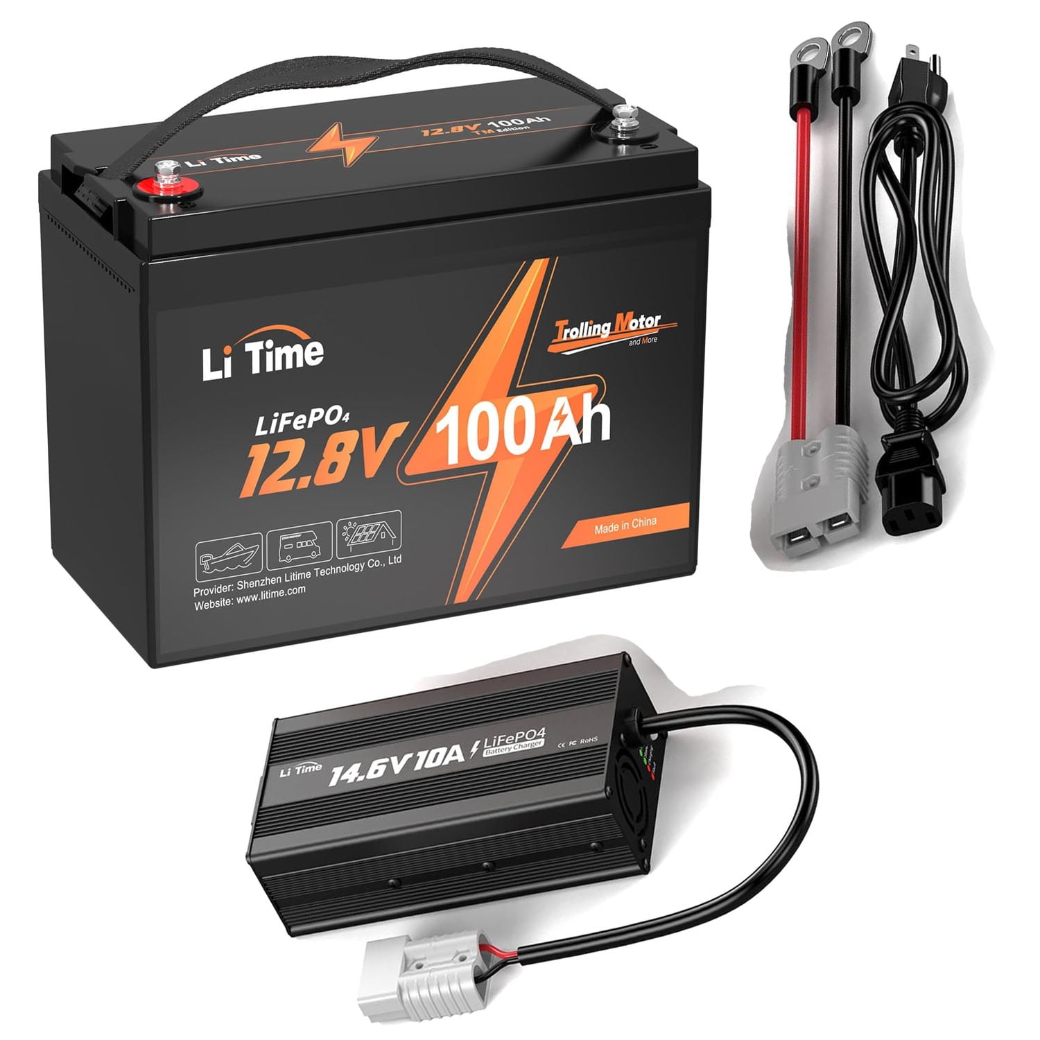 LiTime 12V 100Ah LiFePO4 Battery Low Temp Protection Trolling Motors Battery with 14.6V10A Charger