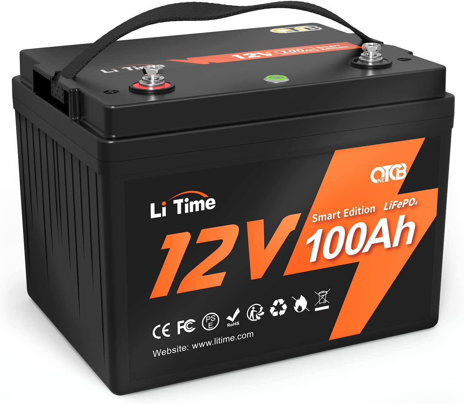 LiTime 12V 100Ah LiFePO4 Battery, Smart BMS with Low Temp Cut Off for RV,  Solar, Motorhome 