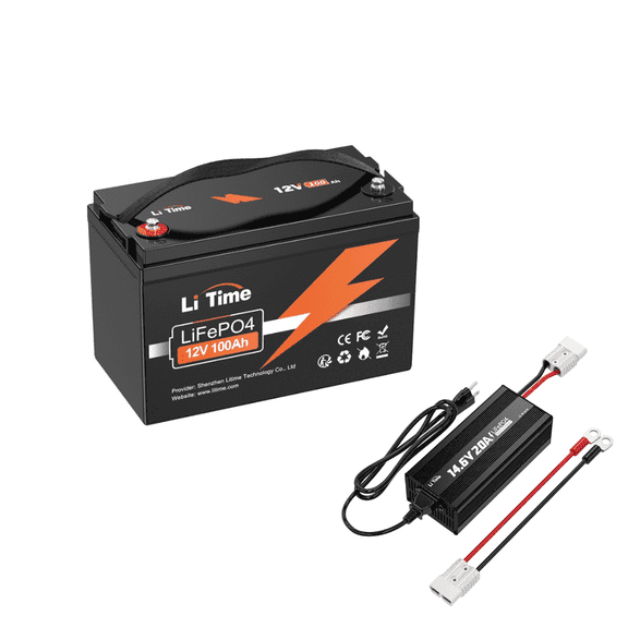LiTime 12V 100Ah Lithium Battery with 12V 20A Charger, Group 31 LiFePO4 Battery, 4000+ Deep Cycles with BMS Protection, Perfect for RV, off-Grid and Home Backup