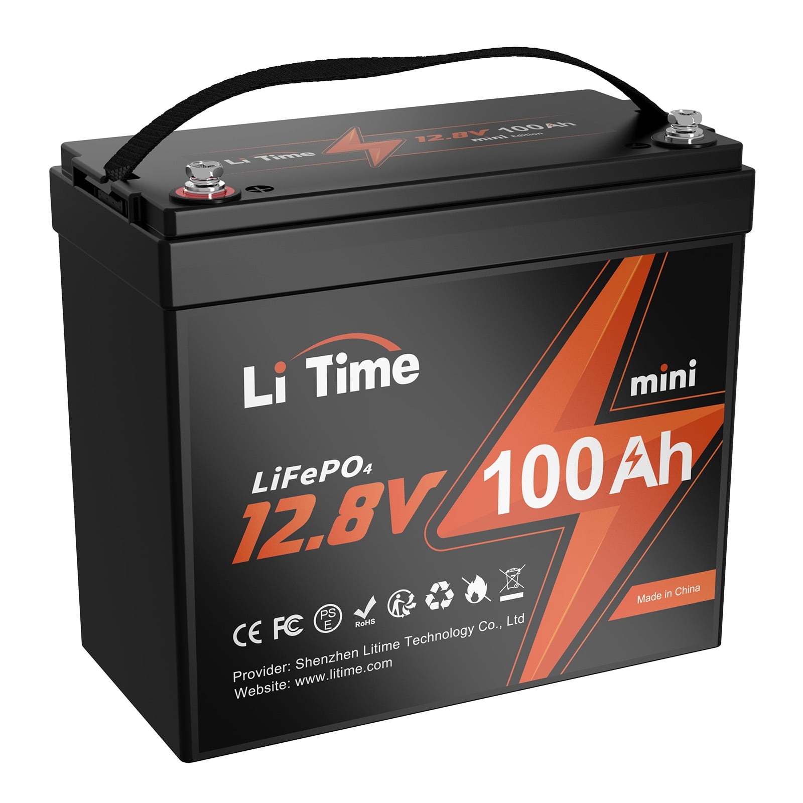LiTime 12V 100Ah MINI LiFePO4 Lithium Battery, Upgraded Max. 1280Wh Energy  Small Size LiFePO4 Battery with Upgraded 100A BMS for RV, Camper, Solar