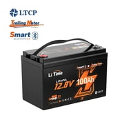LiTime 12V 100Ah TM Bluetooth Lithium LiFePO4 Battery Low Temp Protection 1280W for Trolling Motor