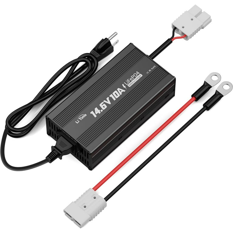 LiTime 14.6V 10A LiFePO4 Lithium Battery Charger, Portable, Deep 