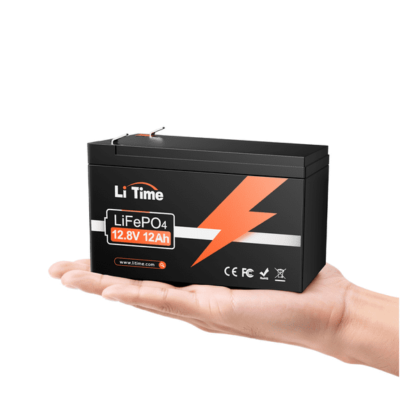LiTime 12V 12Ah LiFePO4 Lithium Battery, 4000+ Deep Cycles Battery, Built-in 12A BMS, Low Self-Discharge, for Fish Finder, Fans, Toys, LED Light, Security Camera, Camping