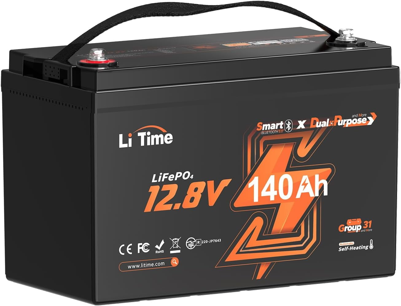 LiTime 12V 140Ah Bluetooth Dual Purpose 1000 CCA Marine Battery