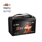 LiTime 12V 165Ah Bluetooth Lithium Battery Group 31 Size with 1.65X Higher Energy LiFePO4 Battery for Trolling Motors, Boat, Solar, RV and Marine
