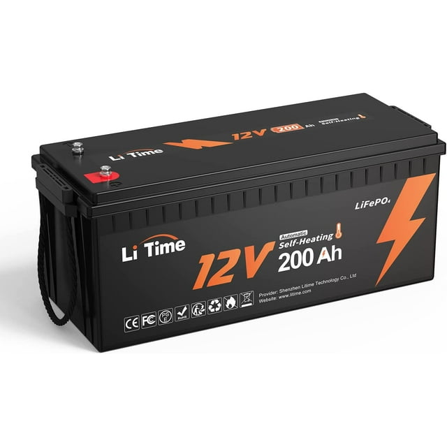 LiTime 12V 200Ah Lithium Battery SelfHeating LiFePO4 Battery Low