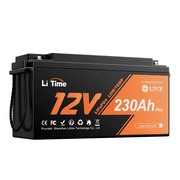 LiTime 12V 230Ah Lifepo4 Battery, Built-In 200A BMS, 2944Wh Energy, Max 15000 Deep Cycles, Lithium Battery For RV, Travel Trailer, Trolling Motor