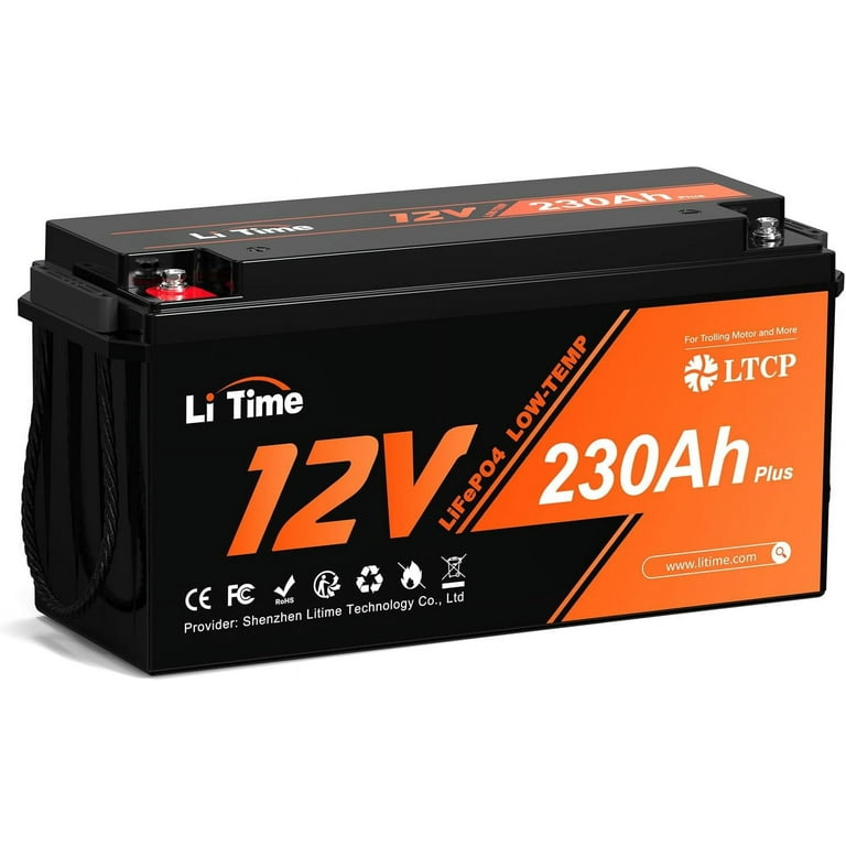 LiTime 12V 230Ah Plus Low-Temp Protection LiFePO4 Battery, Built-In 200A  BMS, Max 2944Wh Energy for RV, Camping, Solar System, Home Energy Storage 