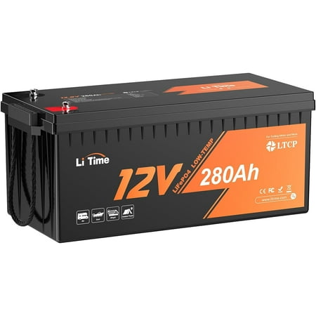 LiTime 12V 280Ah Plus Low-Temp Protection LiFePO4 Battery Built-in 200A BMS, Max 3584Wh Energy, Lithium Iron Phosphate Battery Perfect for Trolling Motors,Yacht, Marine, Boat, RVs, Home Energy