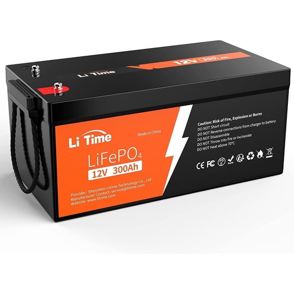 LiTime 12V 300Ah LiFePO4 Battery 200A BMS 2560W Lithium Battery for off-Grid RV Solar Motorhome